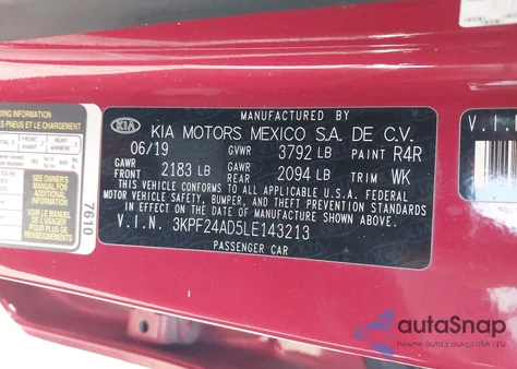 2020 Kia Forte Lxs из США, поврежденный, VIN 3KPF24AD5LE143213